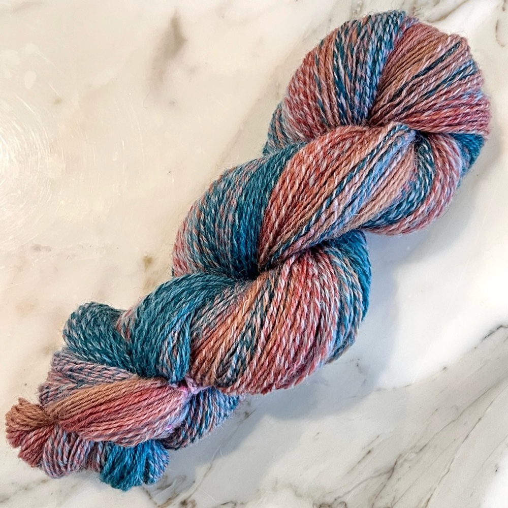 Handspun Wool Blend Fine Weight Yarn in Spring Night